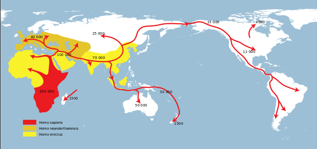 Homo sapiens mapa